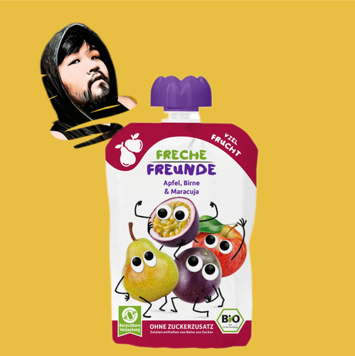 德国直邮300包邮freche freunde6个月有机苹果梨百香果果泥100g