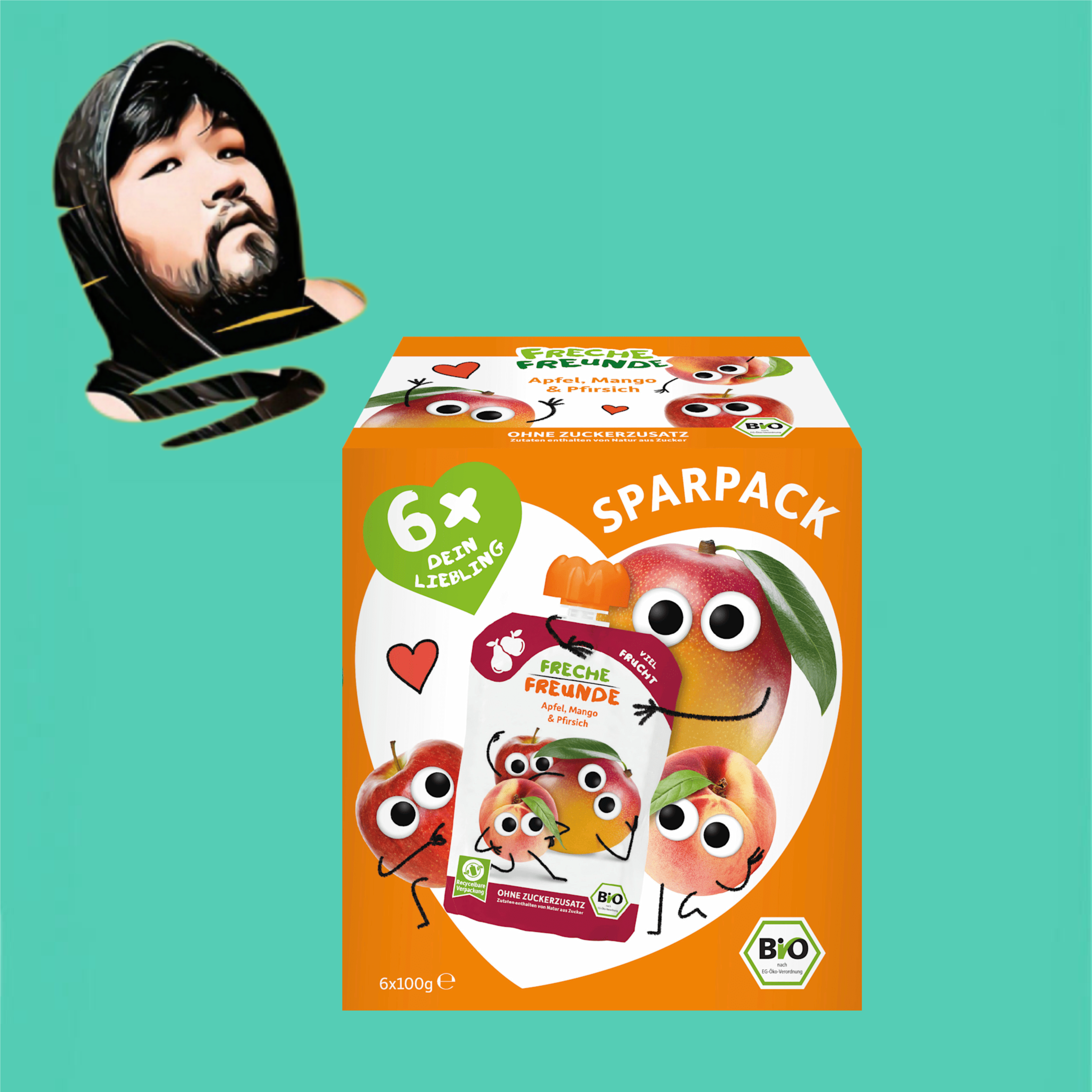 德国代购满300包邮Freche Freunde6个月+有机桃子芒果吸吸乐600g