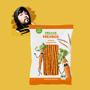 德国直邮满300包邮freche freunde有机儿童胡萝卜碱水饼干棒75g