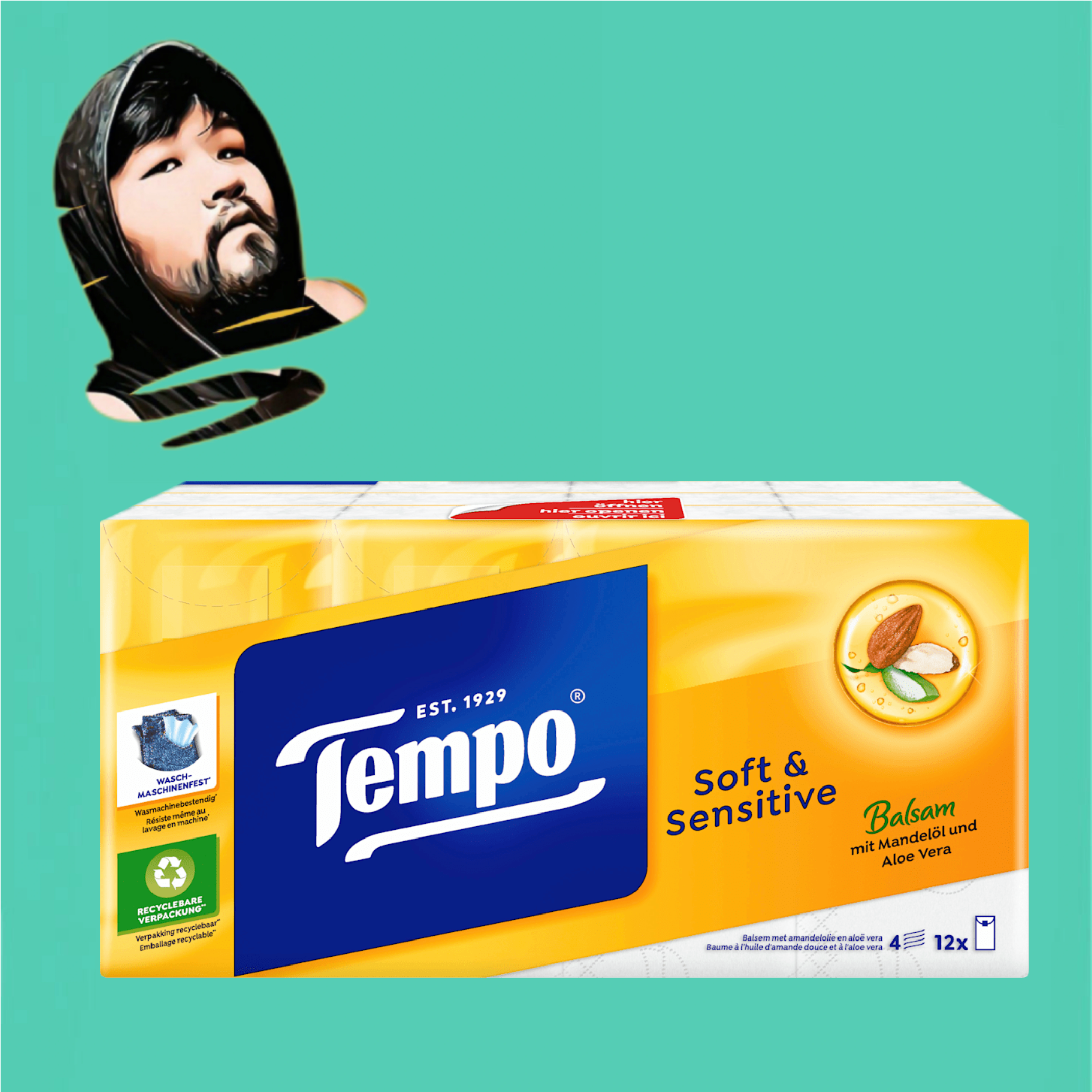 德国直邮【全场满300包邮】Tempo杏仁精华餐巾纸(12*9片)108片