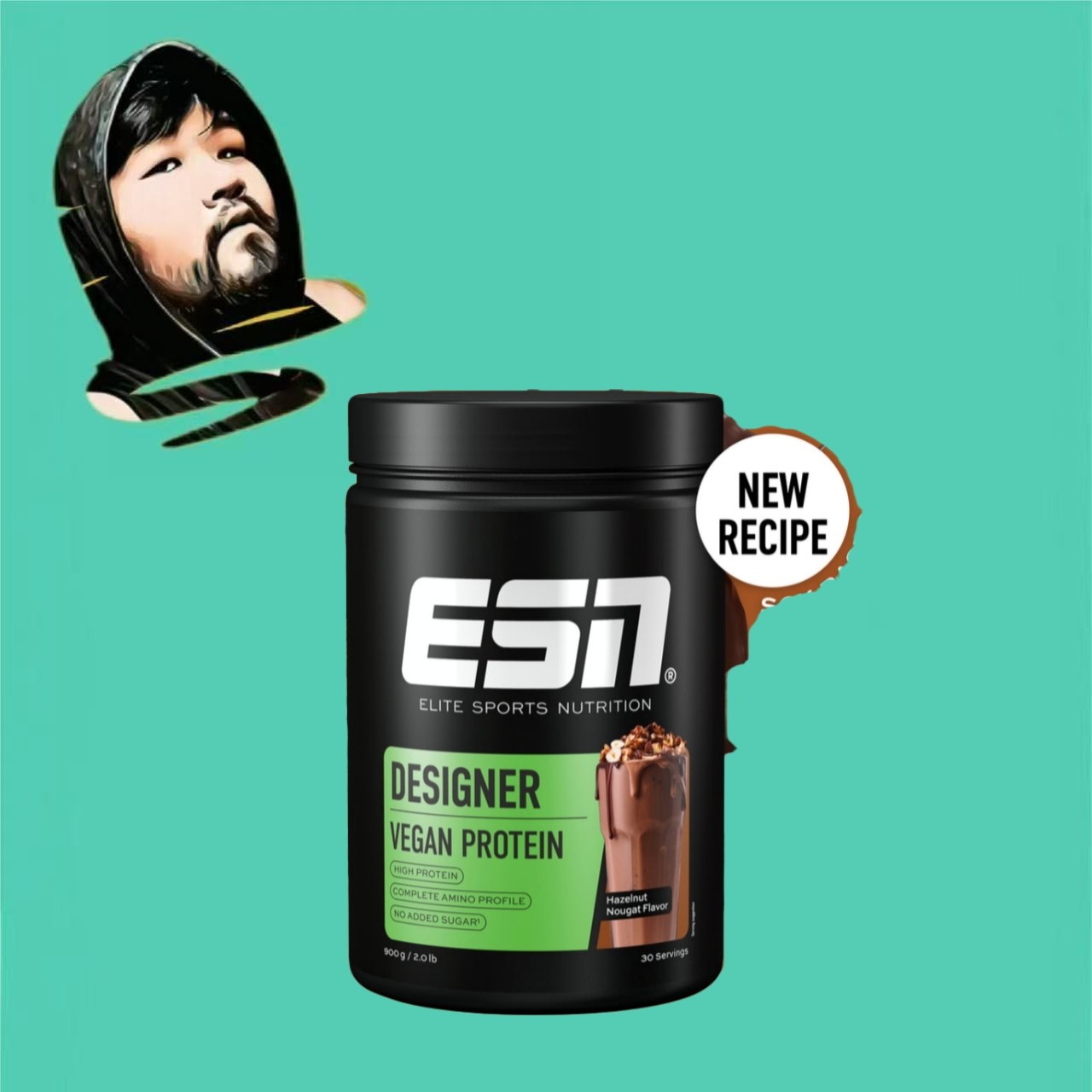 德国直邮【全场满300包邮】ESN纯素设计榛子牛扎糖大豆蛋白粉900g