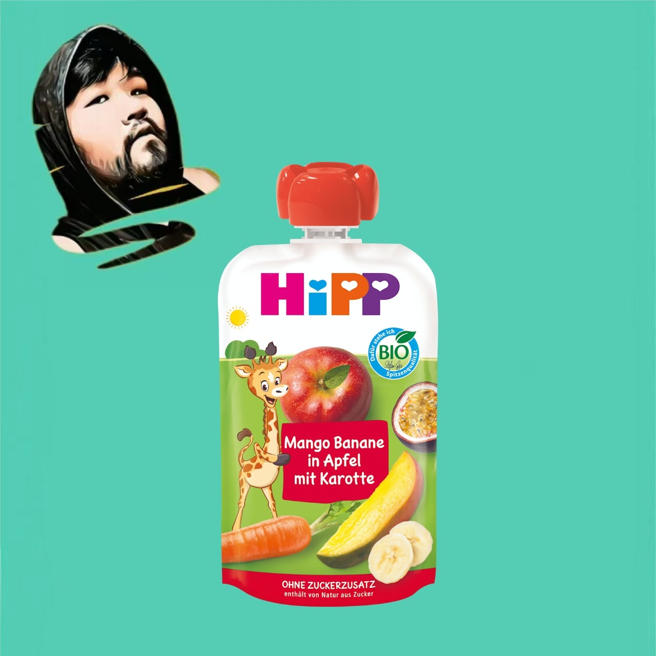 德国直邮【满300包邮】hipp1 岁+有机芒果香蕉苹果胡萝卜果泥100g