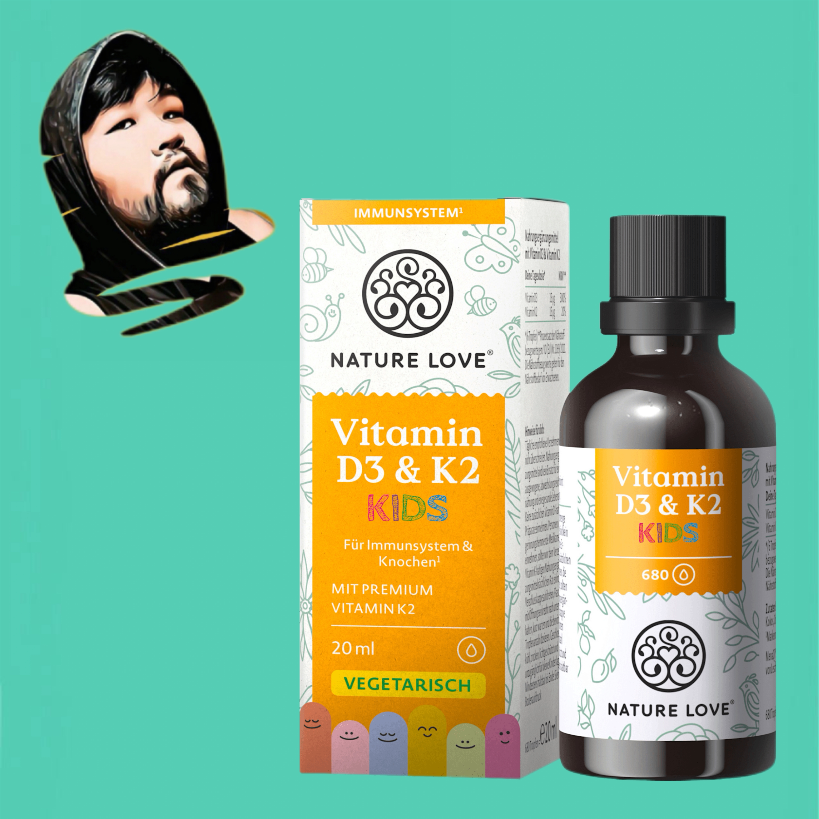 德国直邮【全场满300包邮】Nature Love维生素D3K2儿童滴液20ml