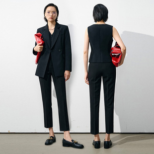 外套2025秋季 xyi 小个子黑色小西装 女新款 高端马甲三件套 西服套装