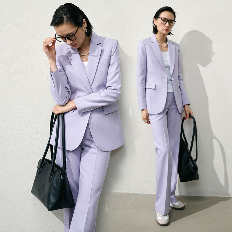 xyi 浅紫色西装套装女时尚气质女神范工作服2025秋季新款职业正装