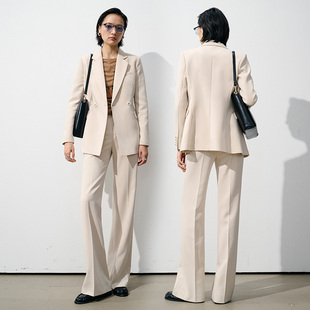 收腰百搭职场正装 xyi 气质西装 女2025春秋新款 米白色高级通勤套装