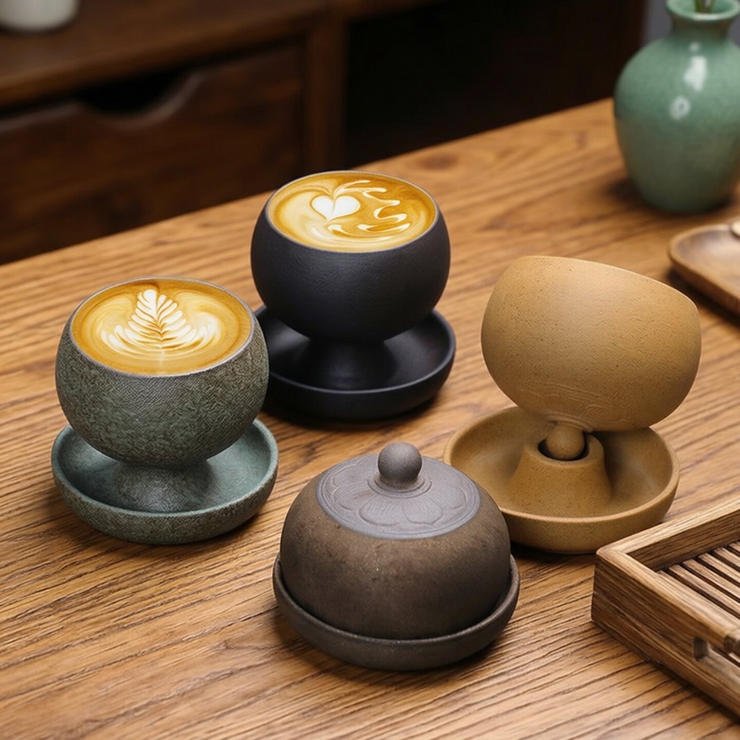 咖啡杯陶瓷创意带碟复古粗陶小众轻奢高级感茶杯中古杯高档精致