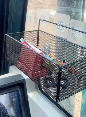 挖掘机储物盒多功能车载驾驶室用品置物架挖机收纳盒粘贴式吸盘式