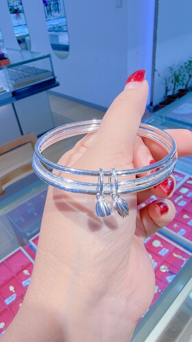 足银9999三生三世两世欢纯银银手镯万足银手镯兴亚福珠宝银手镯