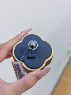 纯银海水黑珍珠戒指女款复古小众设计感高级轻奢食指戒