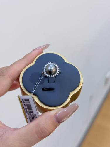 纯银海水黑珍珠戒指女款复古小众设计感高级轻奢食指戒