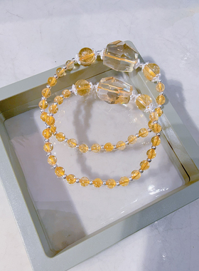 纯银黄水晶手链天然黄水晶纯银手链随型水晶手链兴亚福珠宝