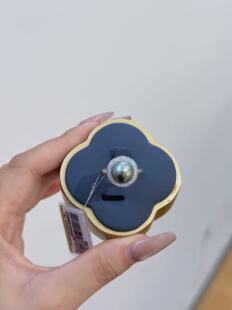 纯银海水黑珍珠戒指女款复古小众设计感高级轻奢食指戒