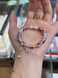 足银十二花神手链女新中式国风珐琅彩蝴蝶手串送女友