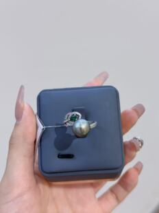 纯银海水黑珍珠戒指女款复古小众设计感高级轻奢食指戒