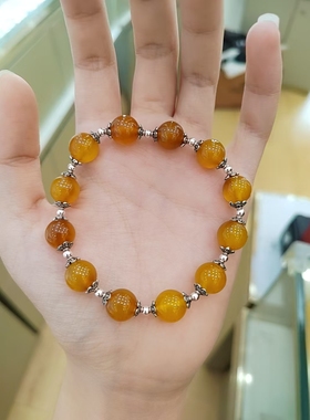 纯银黄玛瑙女款复古小众时尚设计感手链