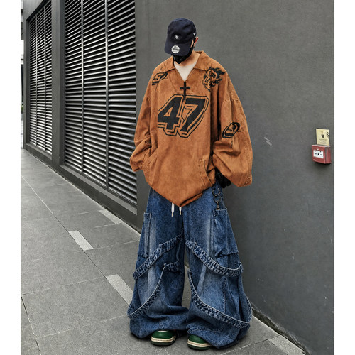 日系宽松oversize做旧卫衣