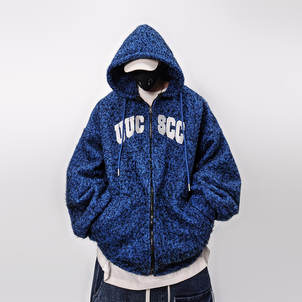 潮牌马海毛基础款连帽卫衣