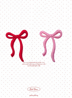 飘带蝴蝶结补丁贴红色刺绣卫衣装饰贴衣服缝补粉色手帐手机壳自粘