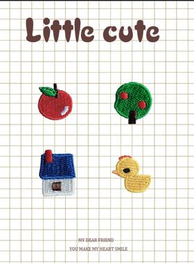 可爱小物刺绣布贴小号自粘头饰衣服装饰包包手账iapd手机DIY配饰