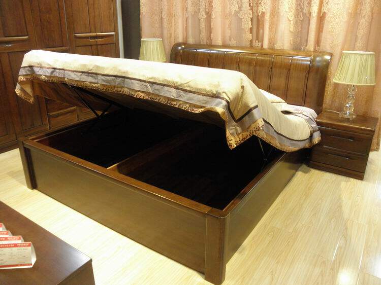 上海 品牌 柚木 家具 中式 实木床 箱式 气压 低箱床 高箱床 u5型