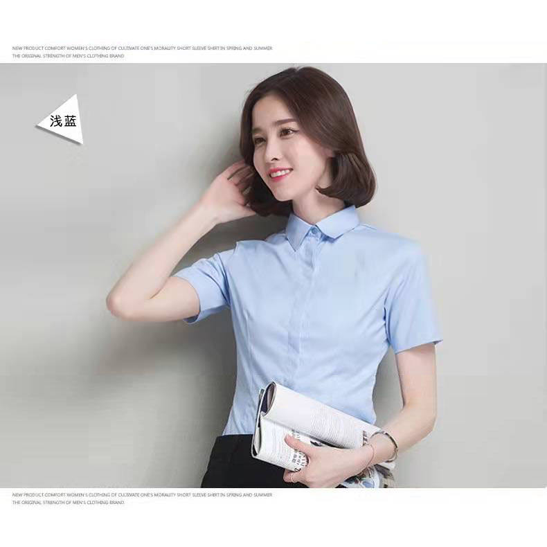 女短袖职业衬衫工装修身弹力正装酒店售楼部4S销售制服