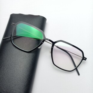 同款 大框重6.3g超轻眼镜架框纯钛镜腿无螺丝哑黑刀腿 now6642男款