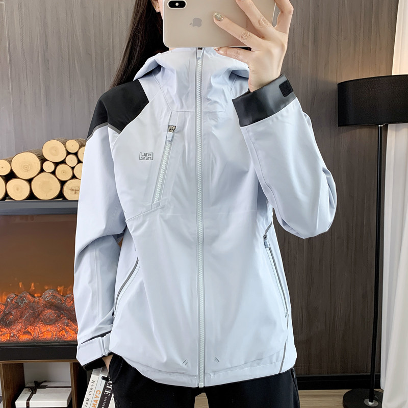 户外冲锋衣外套女2025秋季防水防风连帽单层软壳衣全压胶登山服