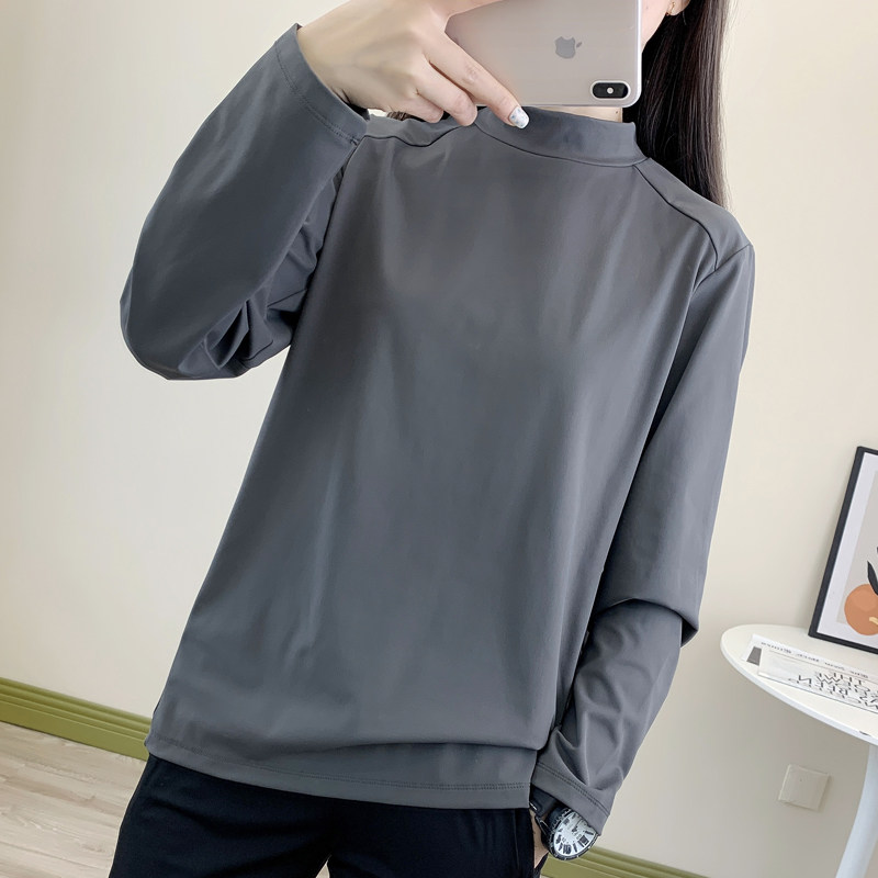 早秋新款卫衣男女小高领长袖套头衫立领运动透气T恤跑步健身上衣