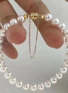 天然淡水白珍珠正圆无暇手串经典百搭吸铁扣时尚女士网络热销手串