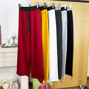 高腰抽绳弯刀裤女2026春新款宽松显瘦休闲裤多色休闲女式卫裤长裤