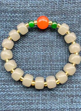 玻璃老型珠＋红珠单圈精美手串