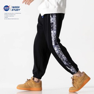 NASA STUSY美式复古2025新款春装男款休闲长裤子直筒宽松男士卫裤