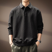 麦穗纹肌理长袖 Polo衫 男秋季 高端美式 新款 假两件宽松翻领休闲卫衣