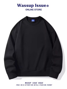 宽松情侣外套长袖 WASSUP 圆领春秋季 重磅卫衣男款 T恤男t ISSUE美式