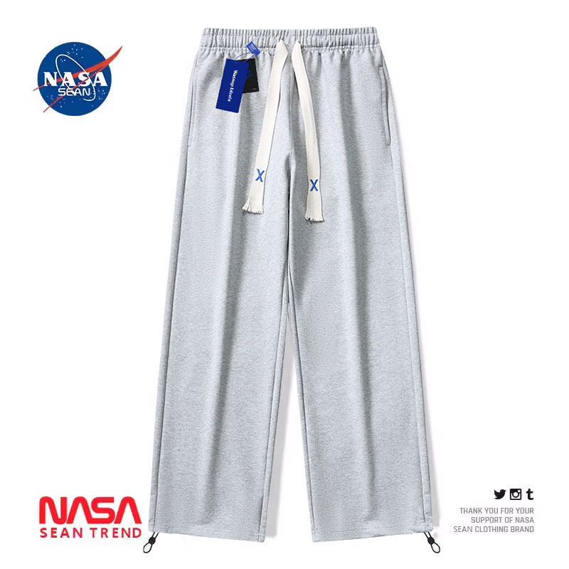 NASA联名灰色运动裤男百搭潮牌直筒休闲长裤春秋阔腿宽松抽绳卫裤