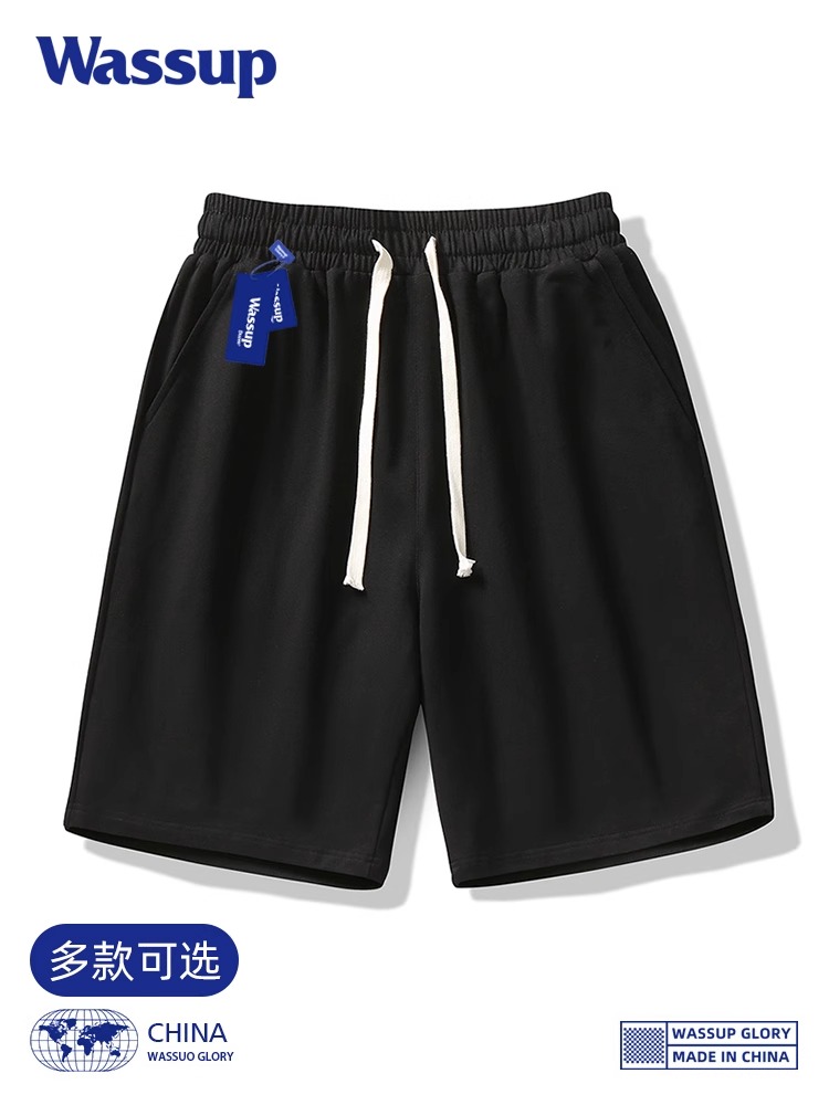 wassup dozen夏天纯棉短裤潮牌运动休闲宽松五分裤子男士夏季卫裤