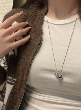 韩系时尚亮面葫芦吊坠项链ins简约高级感设计毛衣链秋冬新款配饰