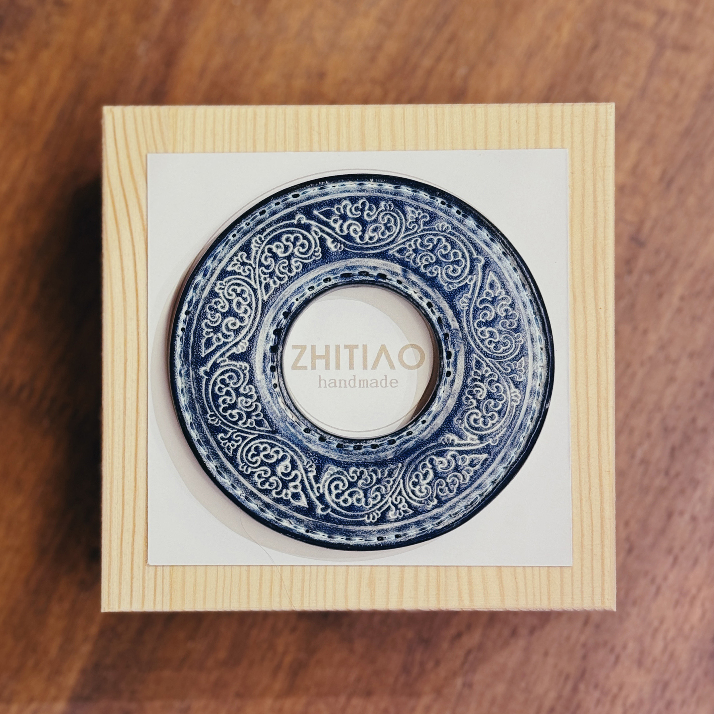 纸条手作 手工牛皮竹刀锷 竹剑刀锷 剑道刀镡TSUBA 金银忍冬 雾蜡