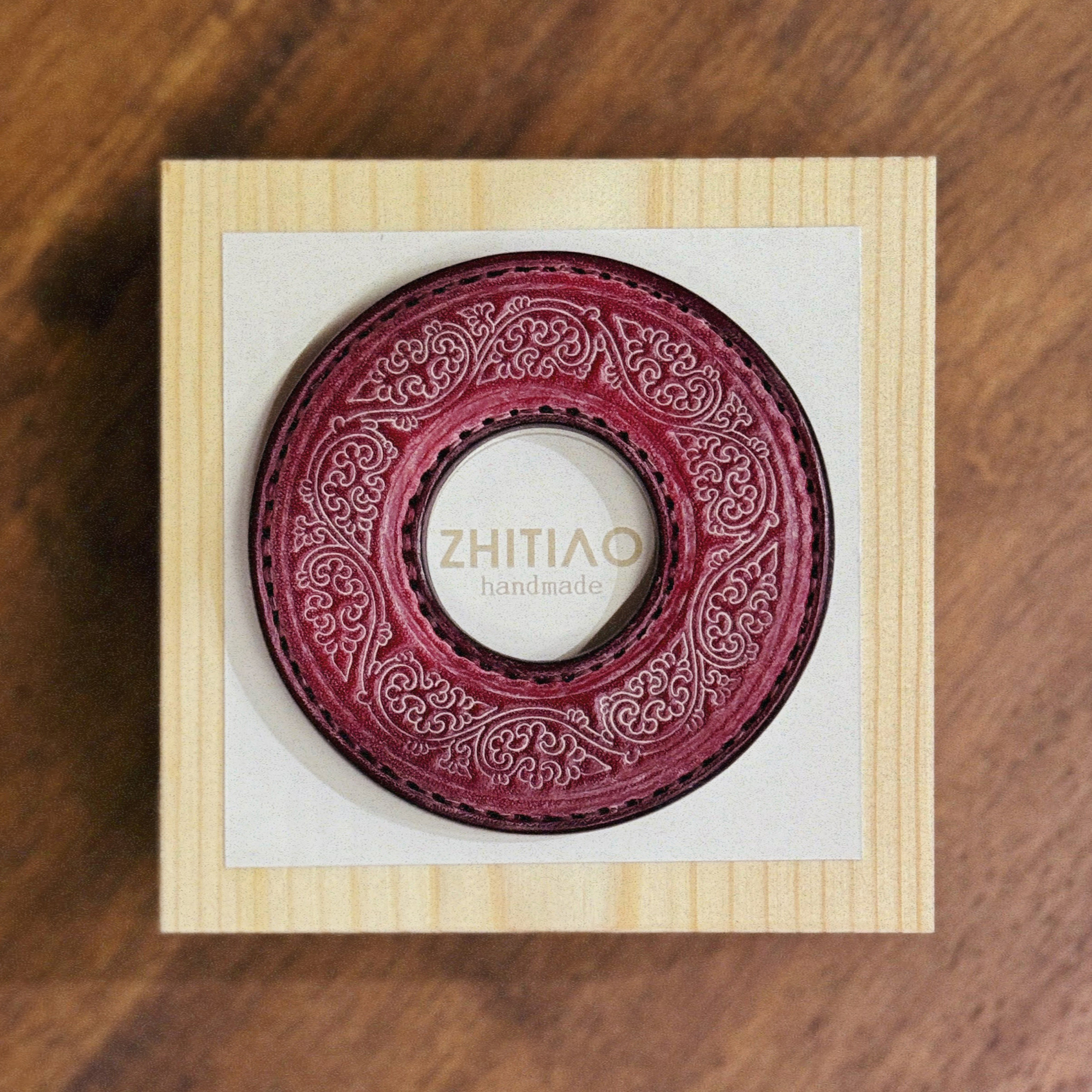 纸条手作 手工牛皮竹刀锷 竹剑刀锷 剑道刀镡TSUBA 金银忍冬 雾蜡