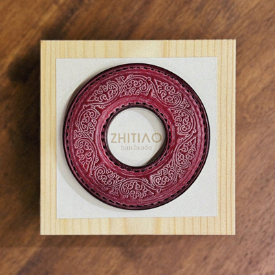 纸条手作 手工牛皮竹刀锷 竹剑刀锷 剑道刀镡TSUBA 金银忍冬 雾蜡