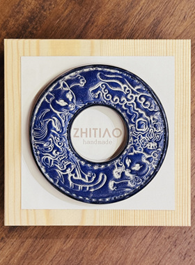 纸条手作 手工牛皮竹刀锷 竹剑刀锷 剑道刀镡TSUBA 猫侍武者 雾蜡