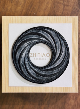 纸条手作 手工牛皮竹刀锷 竹剑刀锷 剑道刀镡TSUBA 疾如旋踵 雾蜡