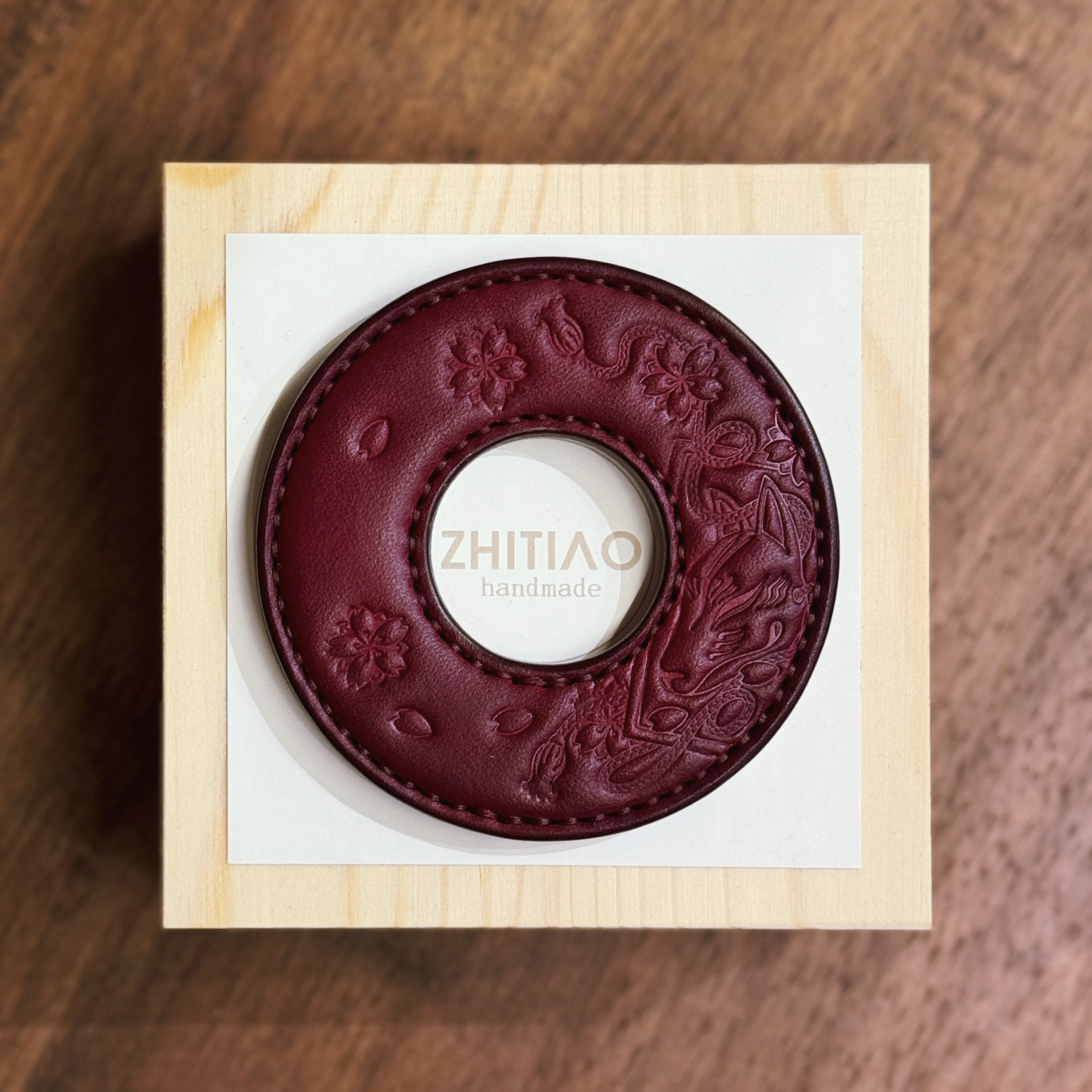 纸条手作 手工牛皮竹刀锷 竹剑刀锷 剑道刀镡TSUBA 御先稻荷
