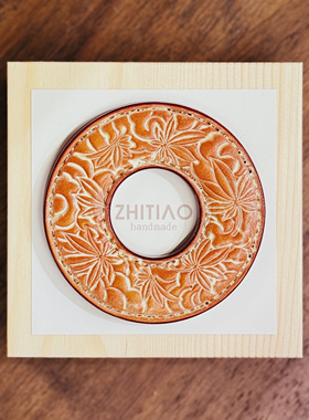 纸条手作 手工牛皮竹刀锷 竹剑刀锷 剑道刀镡TSUBA 枫林云海 雾蜡