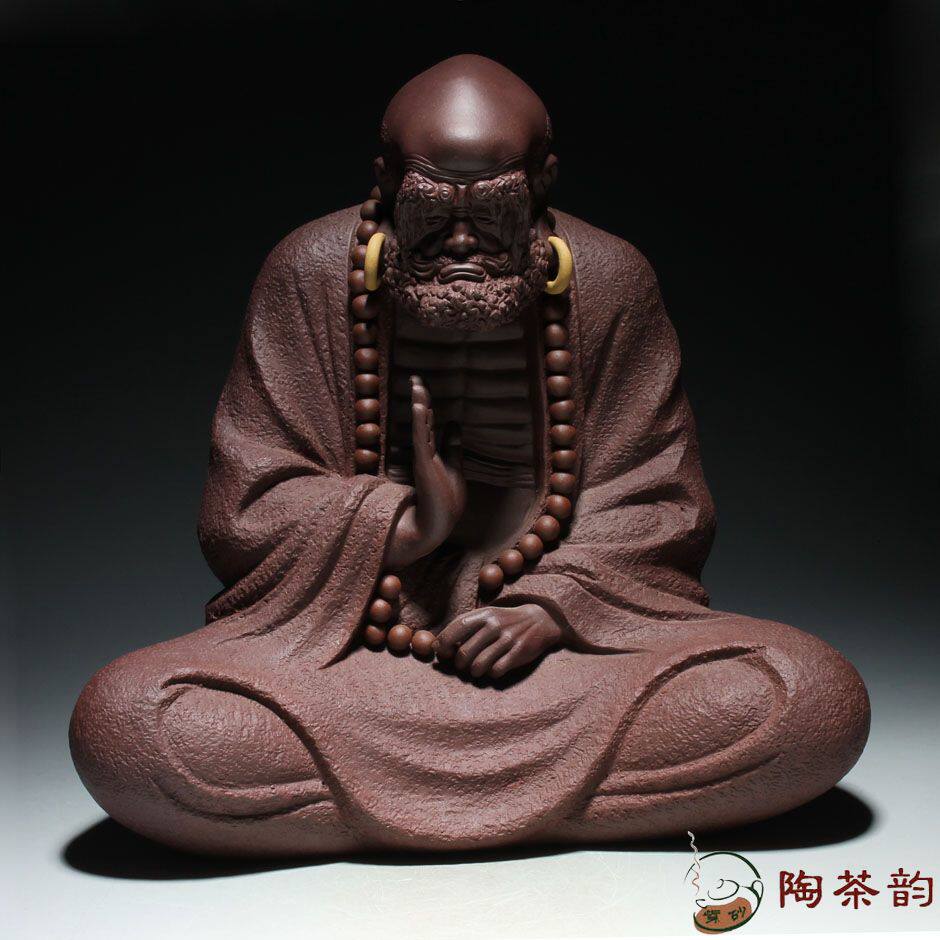 宜兴紫砂达摩原矿紫泥紫砂雕塑大摆件茶宠茶玩静坐达摩杂件配件