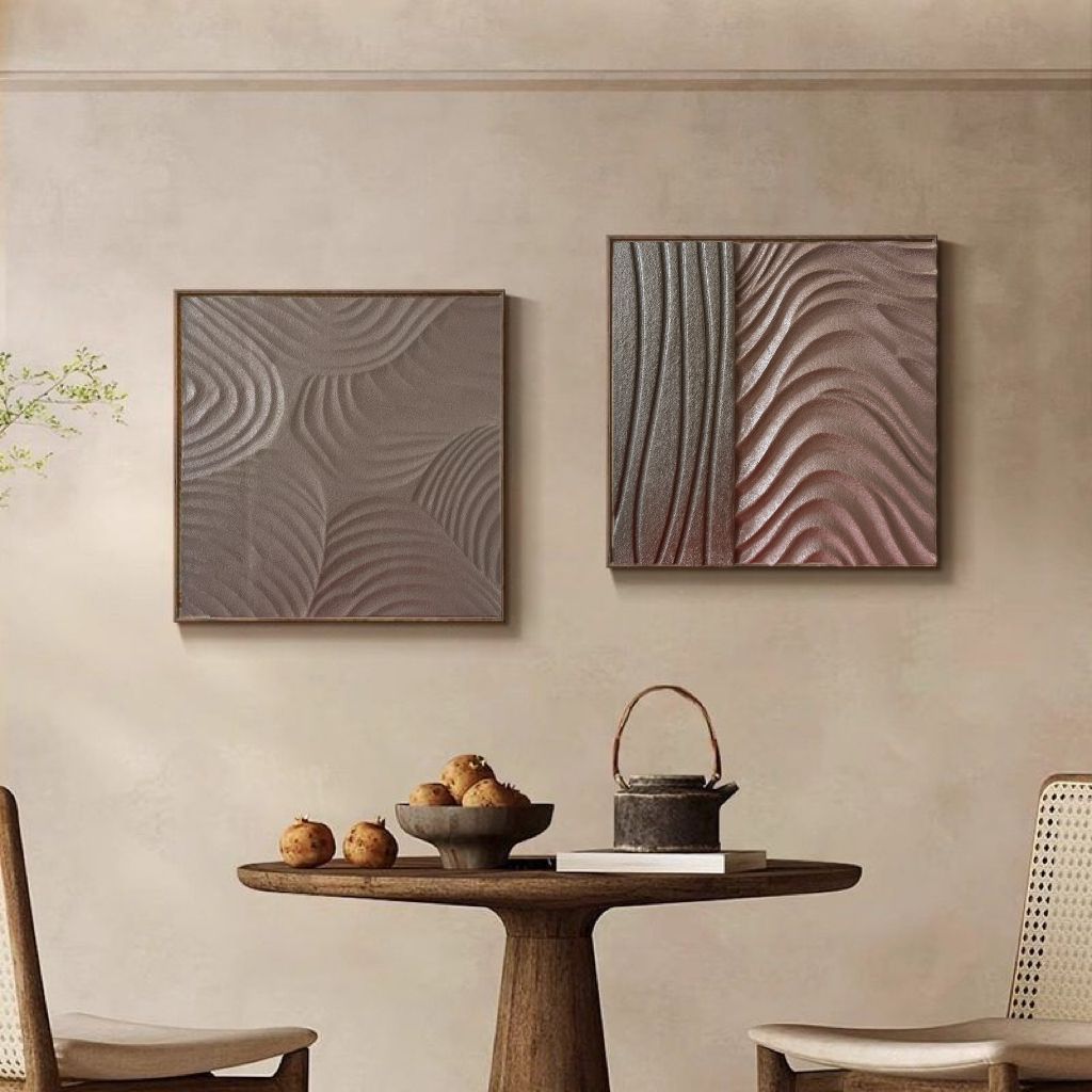 家居现代轻奢侘寂风玄关挂画过道壁画背景墙高级装饰画立体木雕