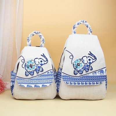 新款手工编织大象双肩包文艺范小清新双层拉链背包云南民族包2911