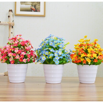 假花仿真绢花艺塑料雏菊花束套装饰品客厅家居盆栽景假绿植摆设件