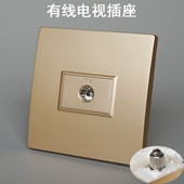 香槟金TV有线电视插座86暗装 视频直插宽带闭路电视TV多媒体面板插